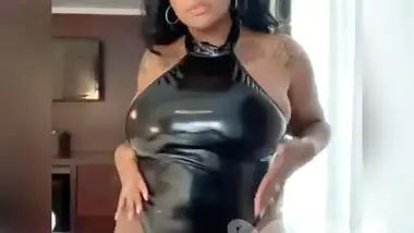 Thick Busty Indian Girl Tries on Latex Lingerie for Boyfriend