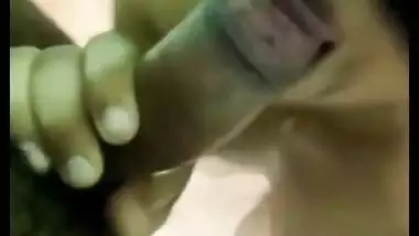 Man blindfolds the lady and gets an Indian blowjob