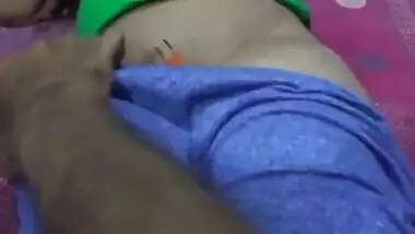 Horny Desi teen helps man relax touching her XXX boobs and snatch