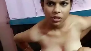 Desi cute girl with customer in room