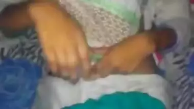Indian fellow plays with GF's juicy XXX tits until she notices camera