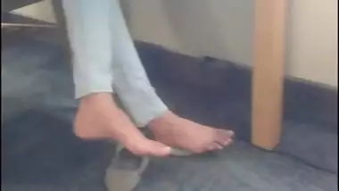 Candid Indian College Teen Feet at Library