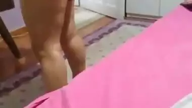 Sexy curvy milf wearing undies after fuck