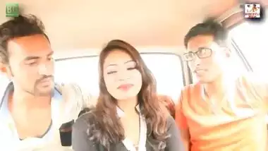 Bgrade indian desi babe has her boobs pressed in a car.