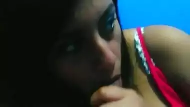 Hot bhabhi feeling the cum on her boobs