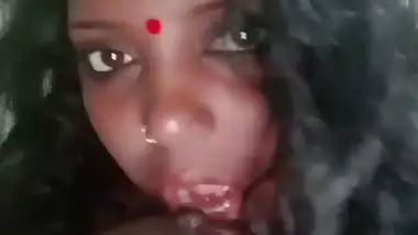 Horny village bhabhi sucking her own big boobs