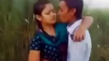 Indian desi college student kissing outdoor