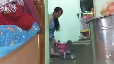 Hot Bhabhi fucked doggy style in kitchen by servant