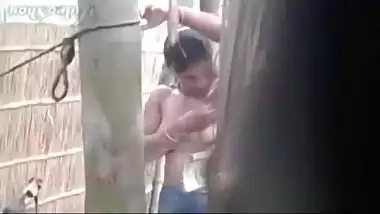 Village girl hidden cam outdoor bath secretly captured