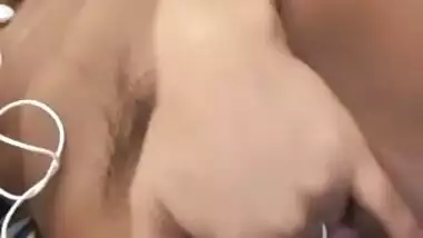 So Beautiful Girl with Cute Nipples and Hairy Pussy Hard Fingering and Boobs Licking Part 2