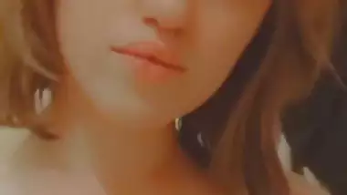 Brown hair girl cute boobs showing selfie MMS