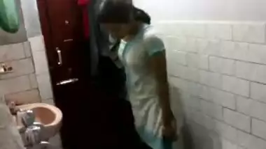 Indian girl in bathroom