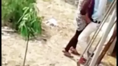 Naughty Desi wife cheating, outdoor sex act recorded by a voyeur on mobile