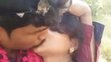 indian lover kissing outdoor