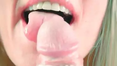 Good morning close up tongue teasing Blowjob