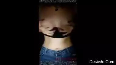 Girl Undresses, Even Remove Bra and Use Hands to cover tits