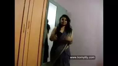 Horny Lily Squeezing Her Big Boobs In Mumbai Apartment