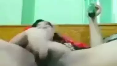 Indian girl masturbating with cucumber