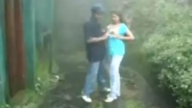 Indian girl sucking and fucking outdoors in rain