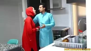 Hijabi Muslim housewife of an old man gets...