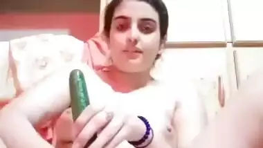 Bushy pussy Pakistani girl dildoing pussy on cam
