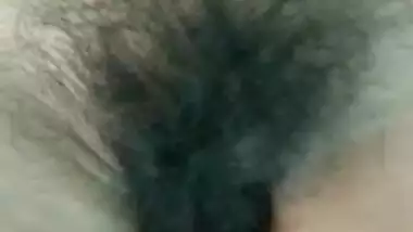 Desi wife showing her hairy wet pussy