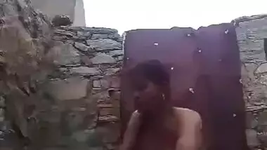 Village bhabhi outdoor bath