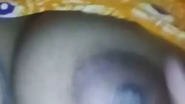 Village girl at night on video call shows nude body