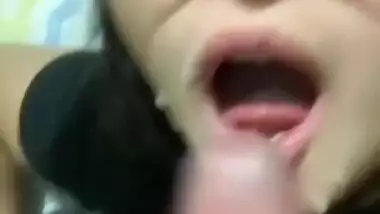 Cute Girl With Glasses Takes Cum All Over Her Face And In Mouth