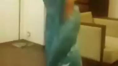Indian or Arab girl with perfect tits dances and jumps
