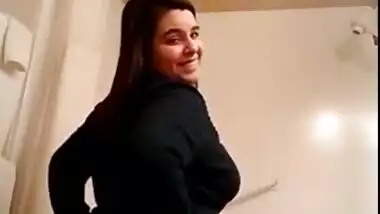 girl with big ass and big boobs changing