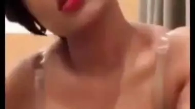 Oasi Das Creaming her big tits with hottest stripping