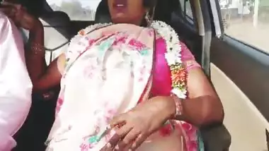 Indian housewife cheating car sex Telugu dirty talks.