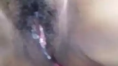 Desi wife hairy creampie pussy caught after fucking