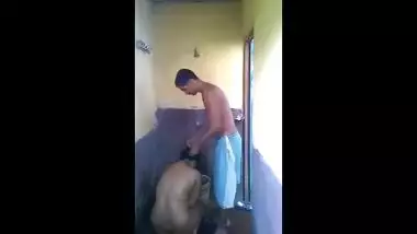 young village couple shower together