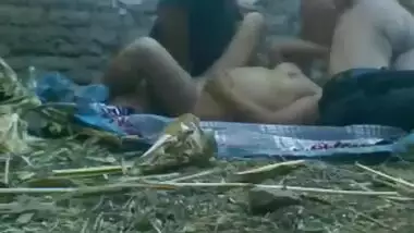Hot amateur Indian FMM threesome in the barn with busty milf