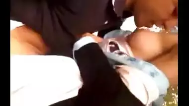 Hijab girl spicy kiss and boobs show-outdoor