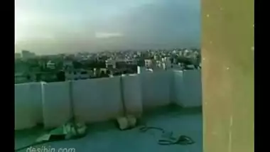 Dhaka girl showing off her boobs on terrace for her lover guy