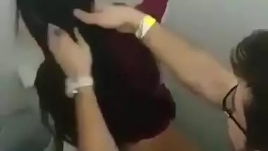 Couple fucking in public toilet