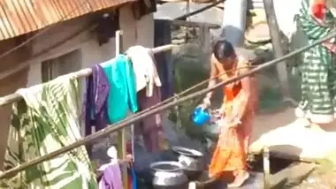 village bhabhi bathing outdoor