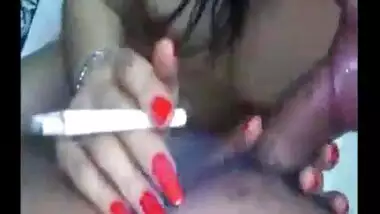 Indian Hot and Sexy Indian babe giving blowjob and smoking - Wowmoyback