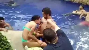 punjabi pool party with a topless foreigner girl